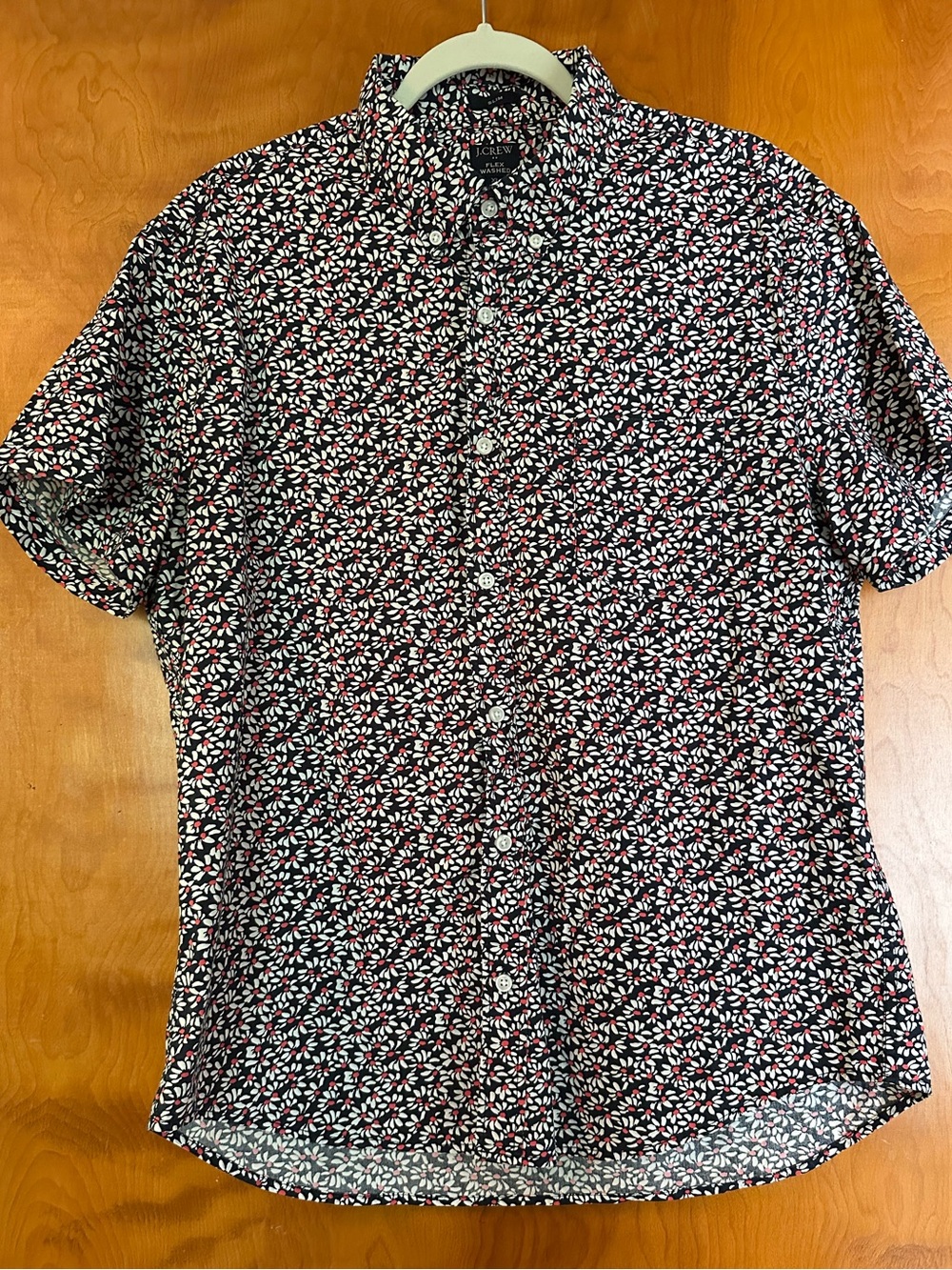 Men’s J. Crew Black and Red Floral Button Down Casual Shirt, Size XL